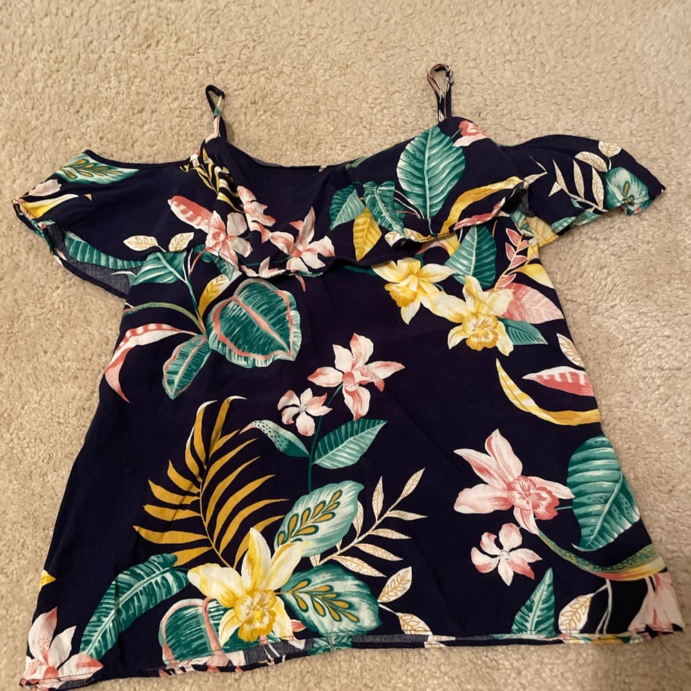 Old navy tropical cold shoulder top
